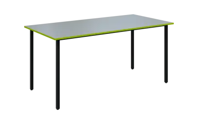 JSB 160N Jídelní stůl 1600 x 800 mm, deska šedá s hranou jarní zeleň / podnož černá